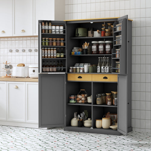 40.2x20x71.3 Inches Tall Freestanding Kitchen Pantry Large Cabinet Storage Cabinet Unavailable Platforms- Welfel