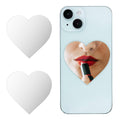 2pcs Mirror Decal for Phone Mirror for Back of Phone Makeup Mirror Phone Case Stick on Mirror Phone Charm Adhesive Acrylic Mirror Sticker for Mobile Phone Case (Heart)