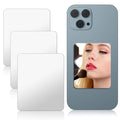 InnoHHustle 4pcs Mirror Decal for Phone Adhesive Phone Mirror Stick on Mirror Phone Sticker Stick-On Make Up Mirror Sticker on Rectangle Mirror Smartphone Charm Flat Mirror for Phone Back White