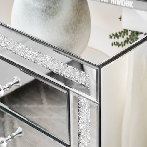 21.5 InchesX 15.8inchesX 26.8inchesSILVER MIRROR THREE-DRAWER CABINET, MULTI-PURPOSE STORAGE CABINET