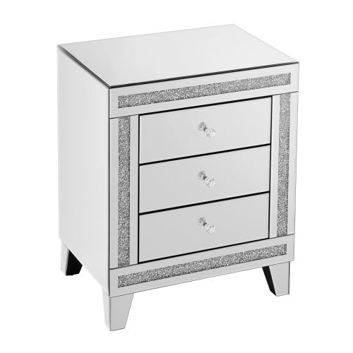 21.5 InchesX 15.8inchesX 26.8inchesSILVER MIRROR THREE-DRAWER CABINET, MULTI-PURPOSE STORAGE CABINET