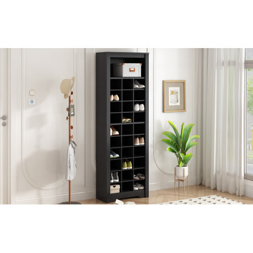 Stylish Design 30 Shoe Cabinet Console, Modern Shoe Cabinet, Multiple Storage Capacity, Self-standing High Cabinet, Suitable For Hallway, Bedroom, Black