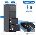 4 Drawer File Cabinet, Metal Vertical File Storage Cabinet With Lock